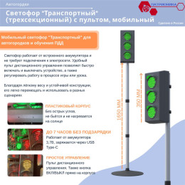Светофор "Патрионика" транспортный (трехсекционный) с пультом, мобильный