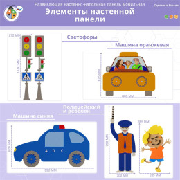 Развивающая настенно-напольная панель мобильная "ПДД" миди, комплект