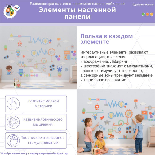Настенная панель мобильная "Робототехника" с интерактивными элементами