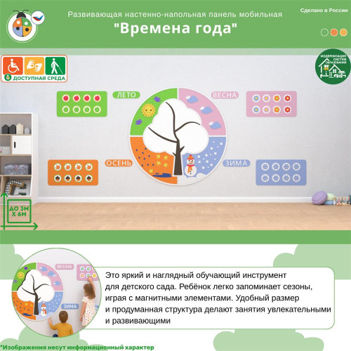 Развивающая настенно-напольная панель мобильная “Времена года”