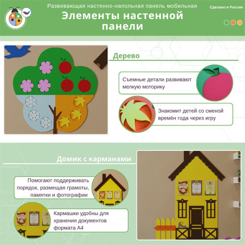 Развивающая настенно-напольная панель мобильная "Окружающая среда" мини, мягкий полимер