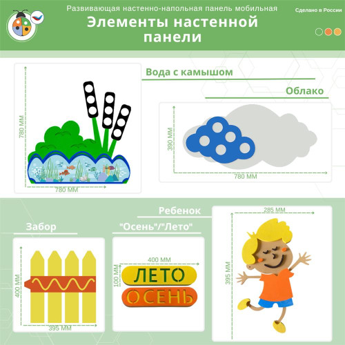Развивающая настенно-напольная панель мобильная "Окружающая среда" мини, мягкий полимер