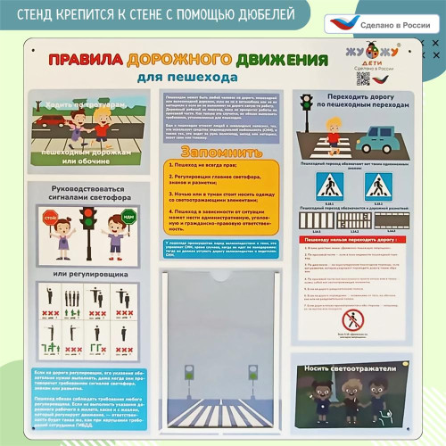 Стенд настенный "Правила дорожного движения для пешехода", ПВХ
