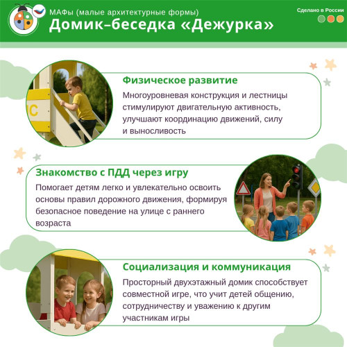 Домик-беседка «Дежурка» двухэтажный с бизи-элементами