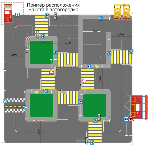 Учебно-игровой макет "Пост ДПС" мобильный со стойками из экокомпозита NeoLamin